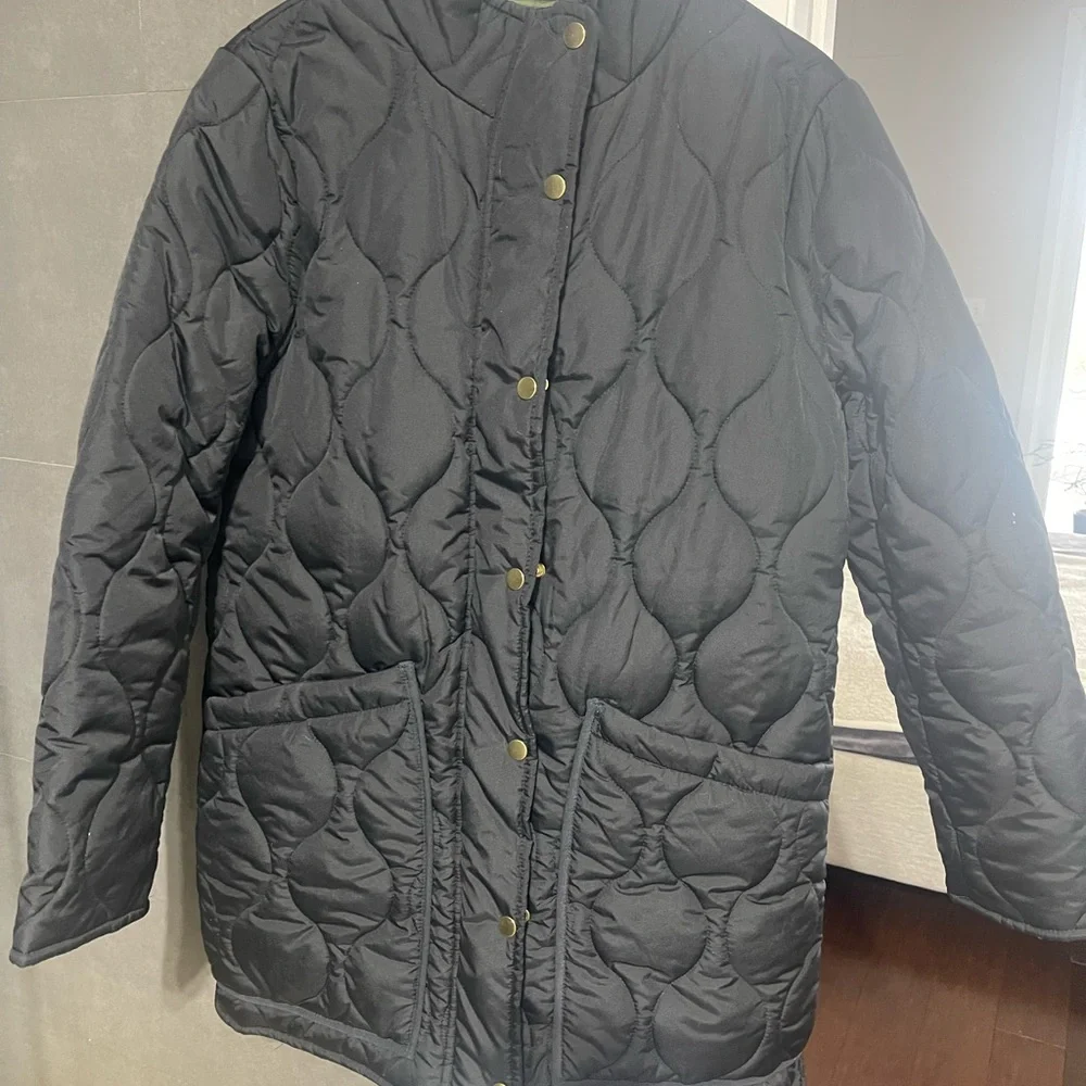 J. Crew Black Quilted Puffer Coat - Picture 1 of 7